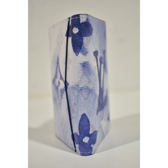 Louis Vuitton Watercolor Blue White Monogram Logo Pocket Organizer Card Wallet - Picture 3 of 9